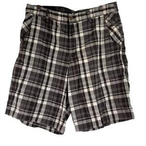 Lululemon Men's Kahuna Plaid Gold Flat Front Shorts Size 36